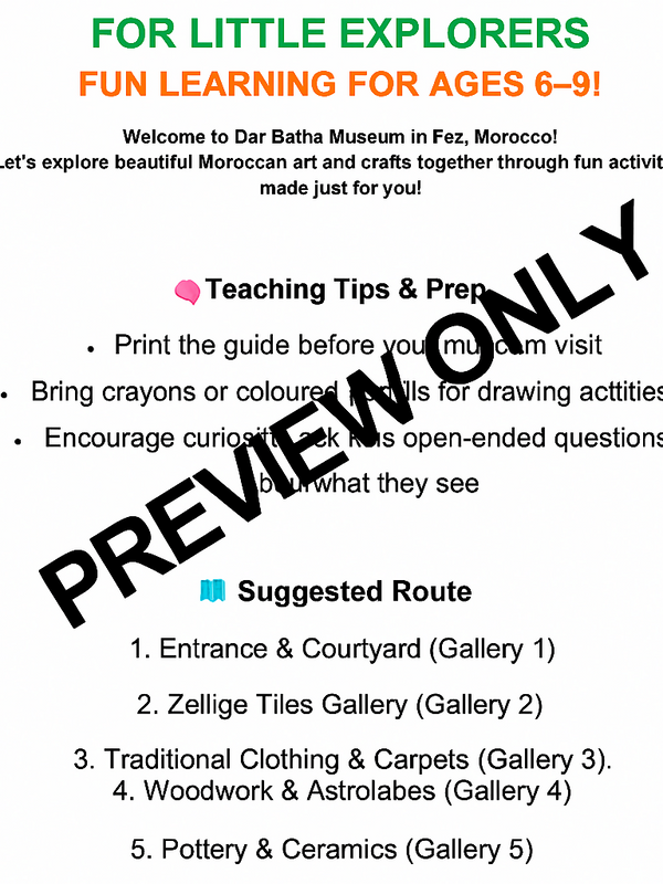 Dar Batha Museum Guide for Kids (Ages 6–9)
